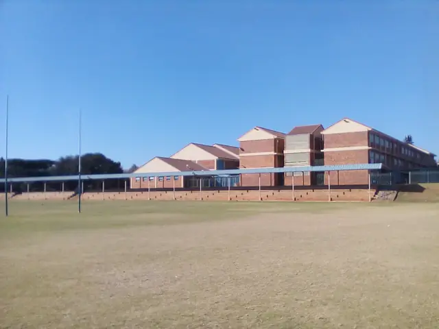 Allen Glen High School classroom blocks seen across the sports field in Roodepoort