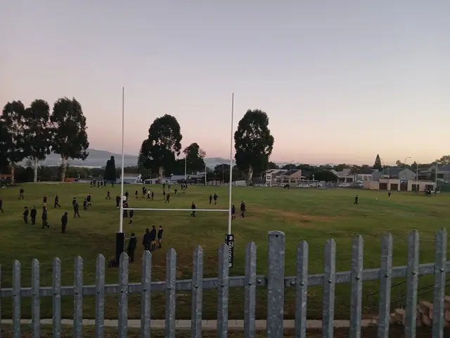 Bastion Primary School rugby field at sunset