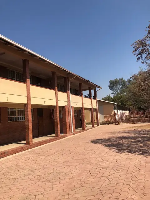 Covered walkway along the Clapham High School classrooms