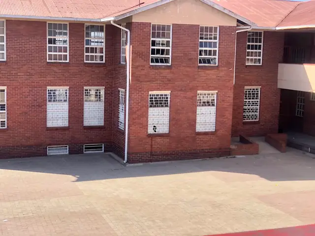 Double-storey red-brick classroom block at Clapham High School