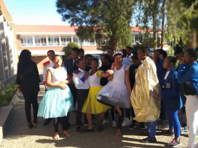 Hoërskool Sarel Cilliers learners in costume at a school event