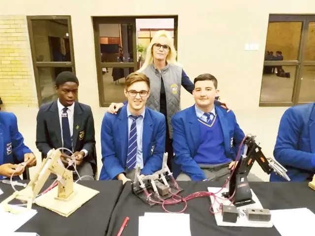 Hoërskool Sarel Cilliers learners with their robotic arm projects