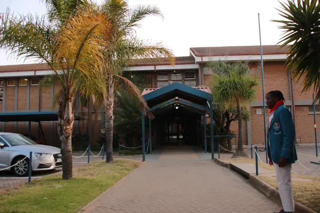 Hoërskool Uitsig main entrance with palm trees in Centurion