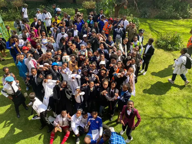 Meredale Primary School learners gathered on the lawn