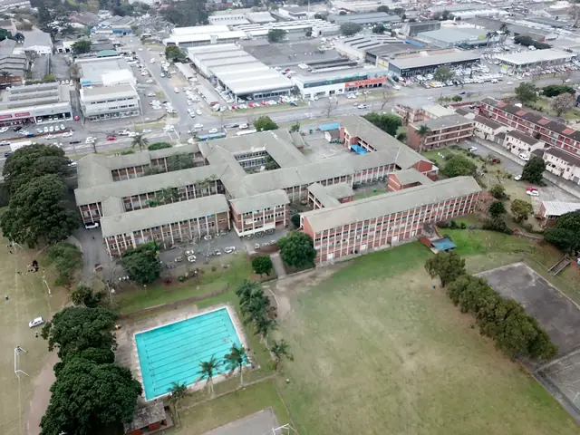 Aerial view of the Pinetown Girls' High School campus and swimming pool