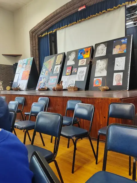 Learner artwork on display in the Pinetown Girls' High School hall