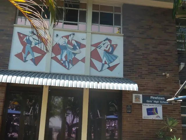 Pinetown Girls' High School entrance with a mural above the doors
