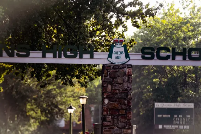 Queens High School entrance arch
