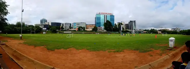 Sandown High School sports field with the Sandton skyline