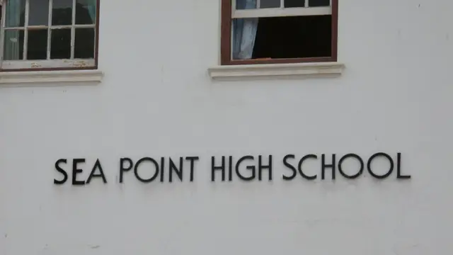 Sea Point High School name on the building wall