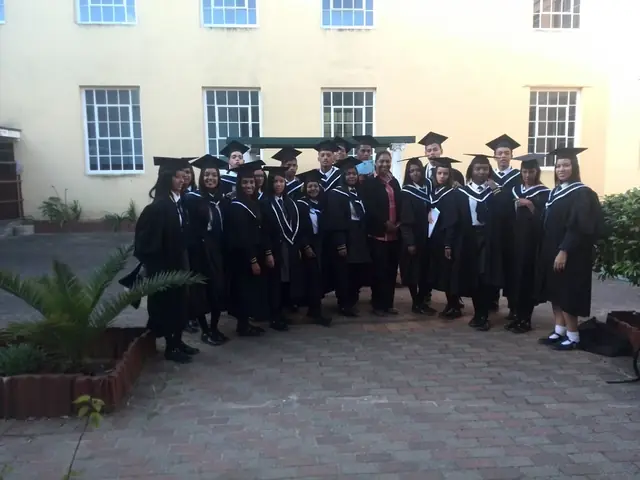Windsor High School learners in graduation gowns in Lansdowne, Cape Town
