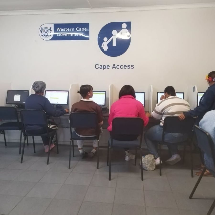 Students Using Computers at Cape Access Centre Boland TVET College learners using computers at a Western Cape Government Cape Access digital centre