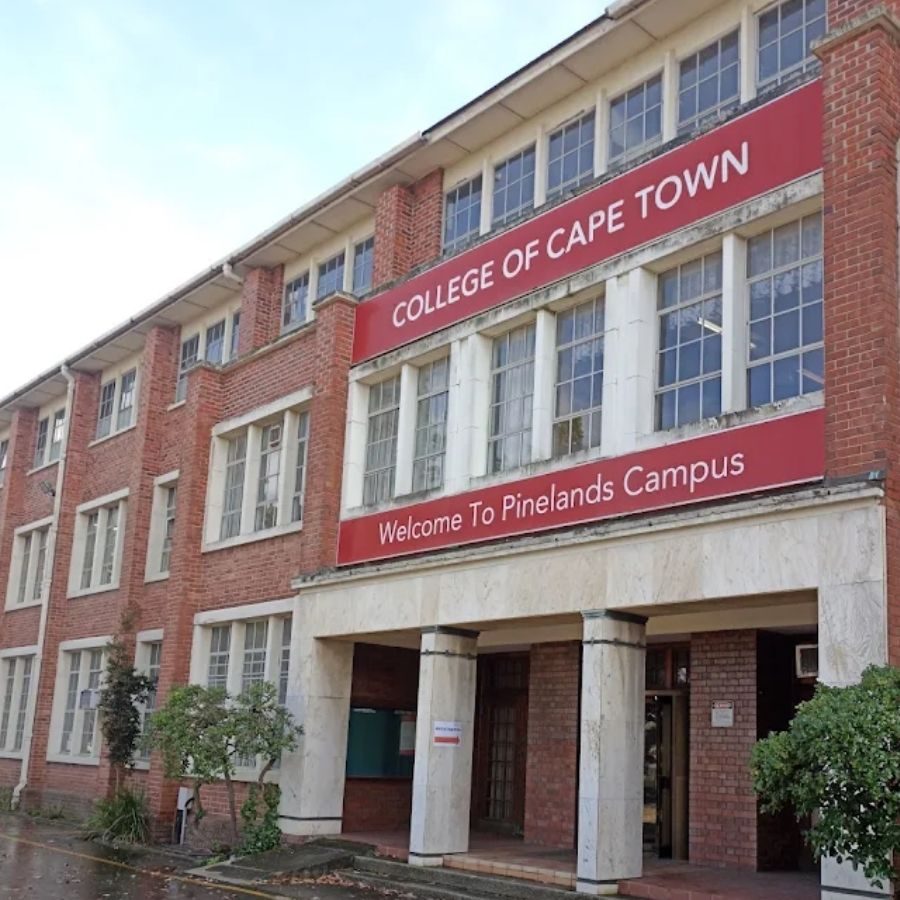 College of Cape Town Pinelands Campus Building College of Cape Town Pinelands Campus red-brick building exterior with welcome signage, Cape Town