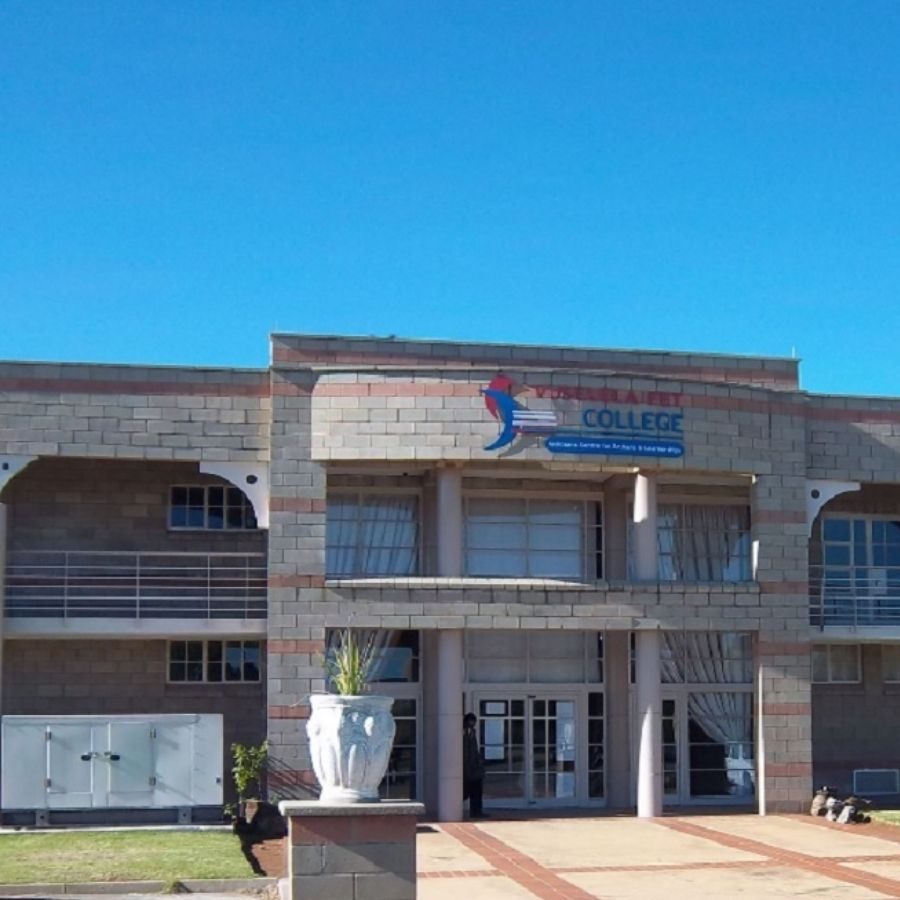 Vuselela TVET College Main Building Entrance Front entrance of the Vuselela TVET College main building with the college signage above the doors
