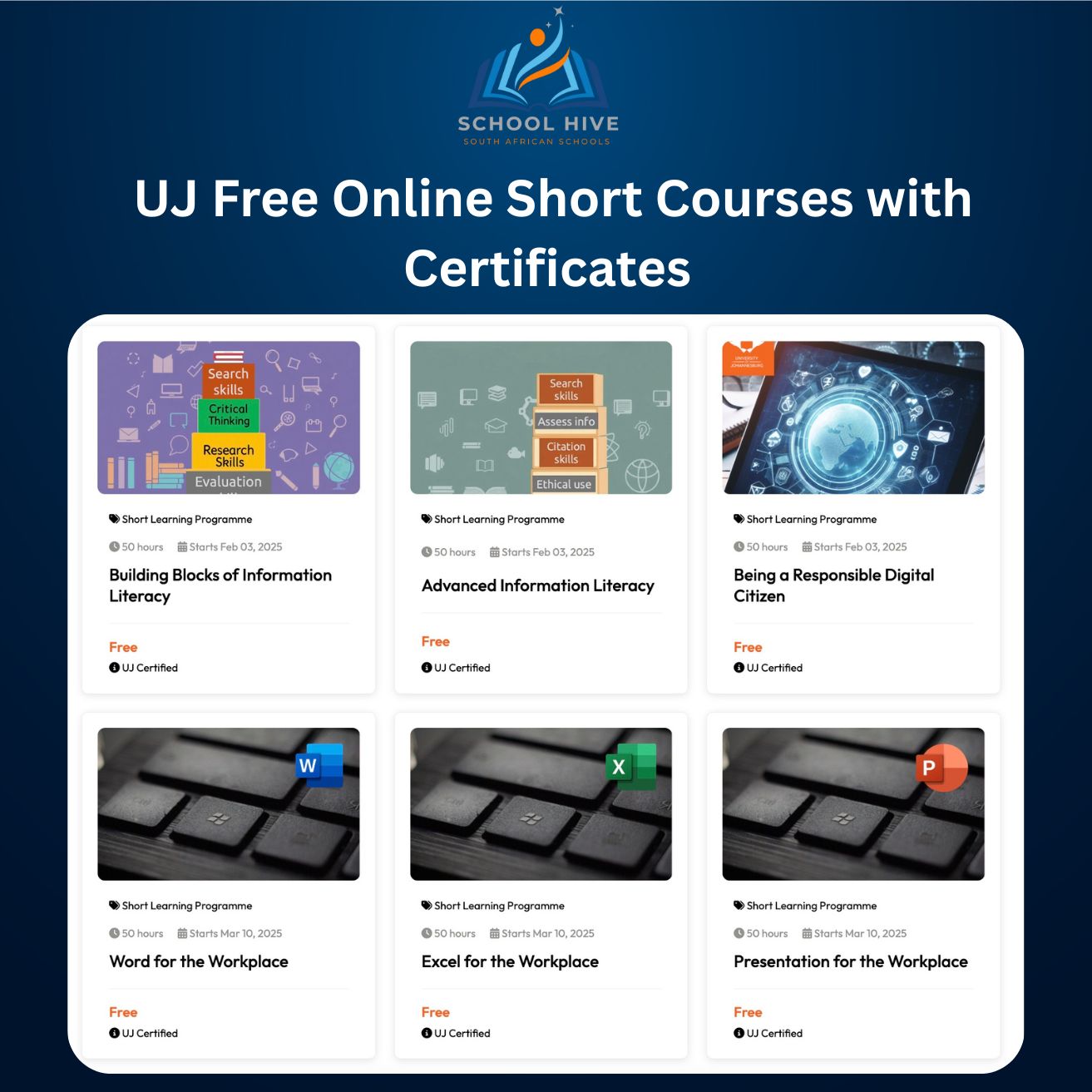 UJ Free Online Short Courses with Certificates