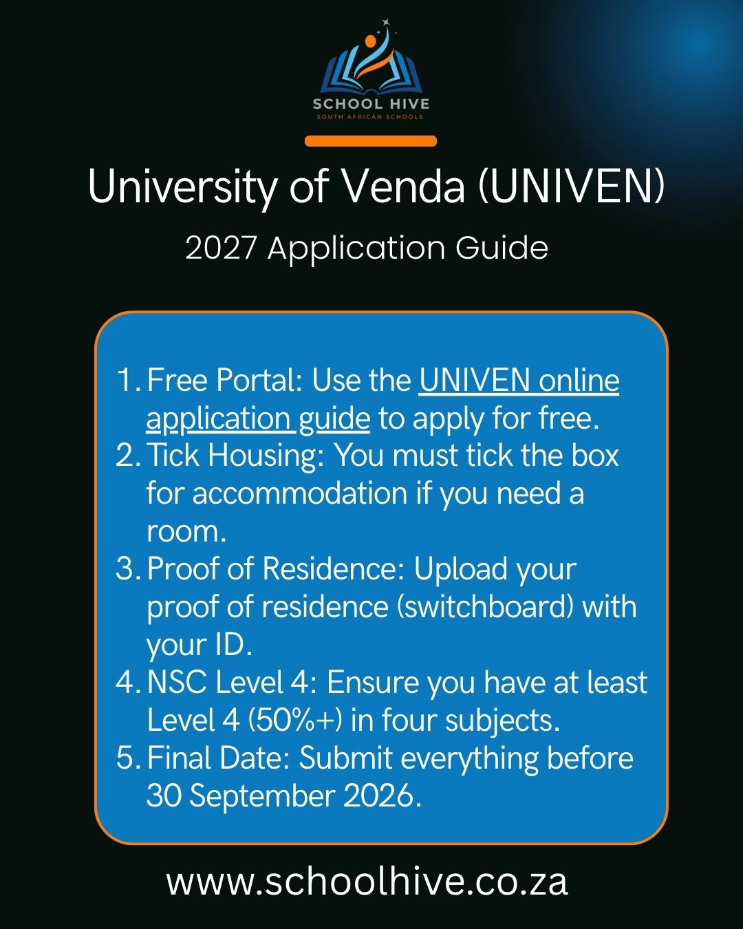 University of Venda (UNIVEN) 2027 Application Guide