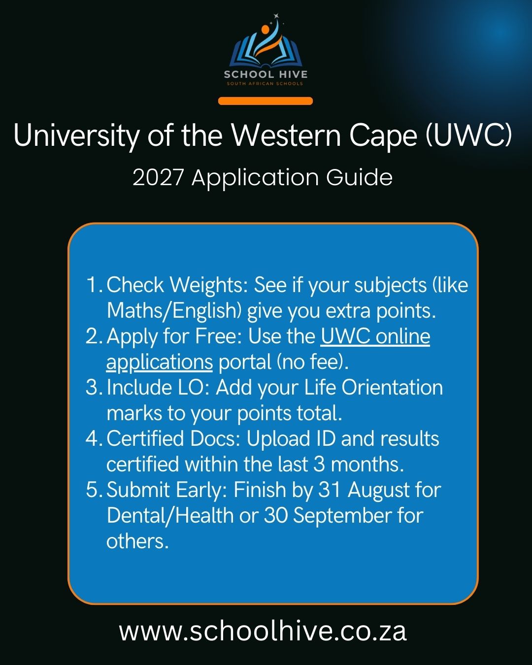 University of the Western Cape (UWC) 2027 Application Guide